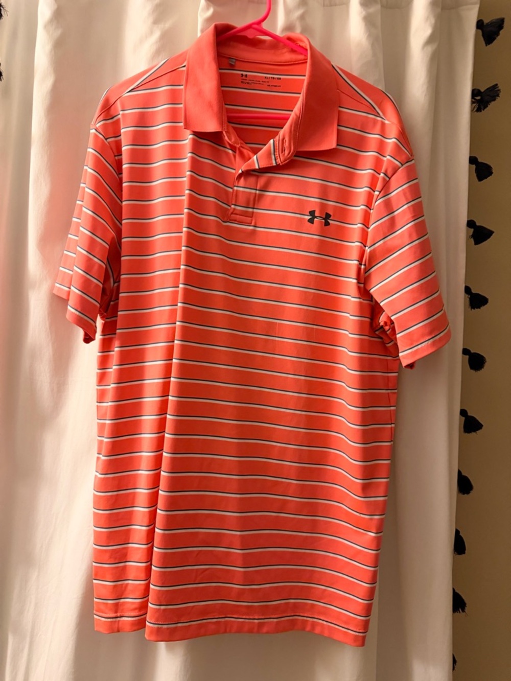 Under Armour Men’s Coral and White Striped Polo